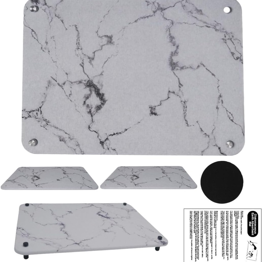 Black and White Marble Kitchen drying mat